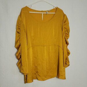 604. Est. 1946 Long Sleeve Blouse Gold Sz XL